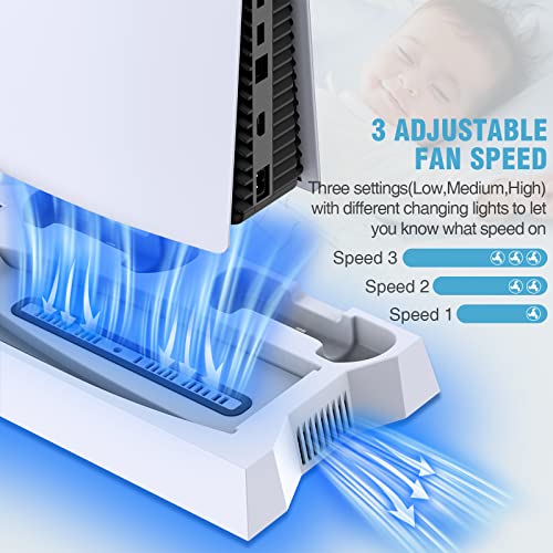 PS5 Stand with Dual Controller Charging and Cooling