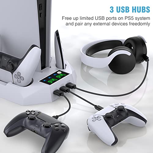 PS5 Stand with Dual Controller Charging and Cooling