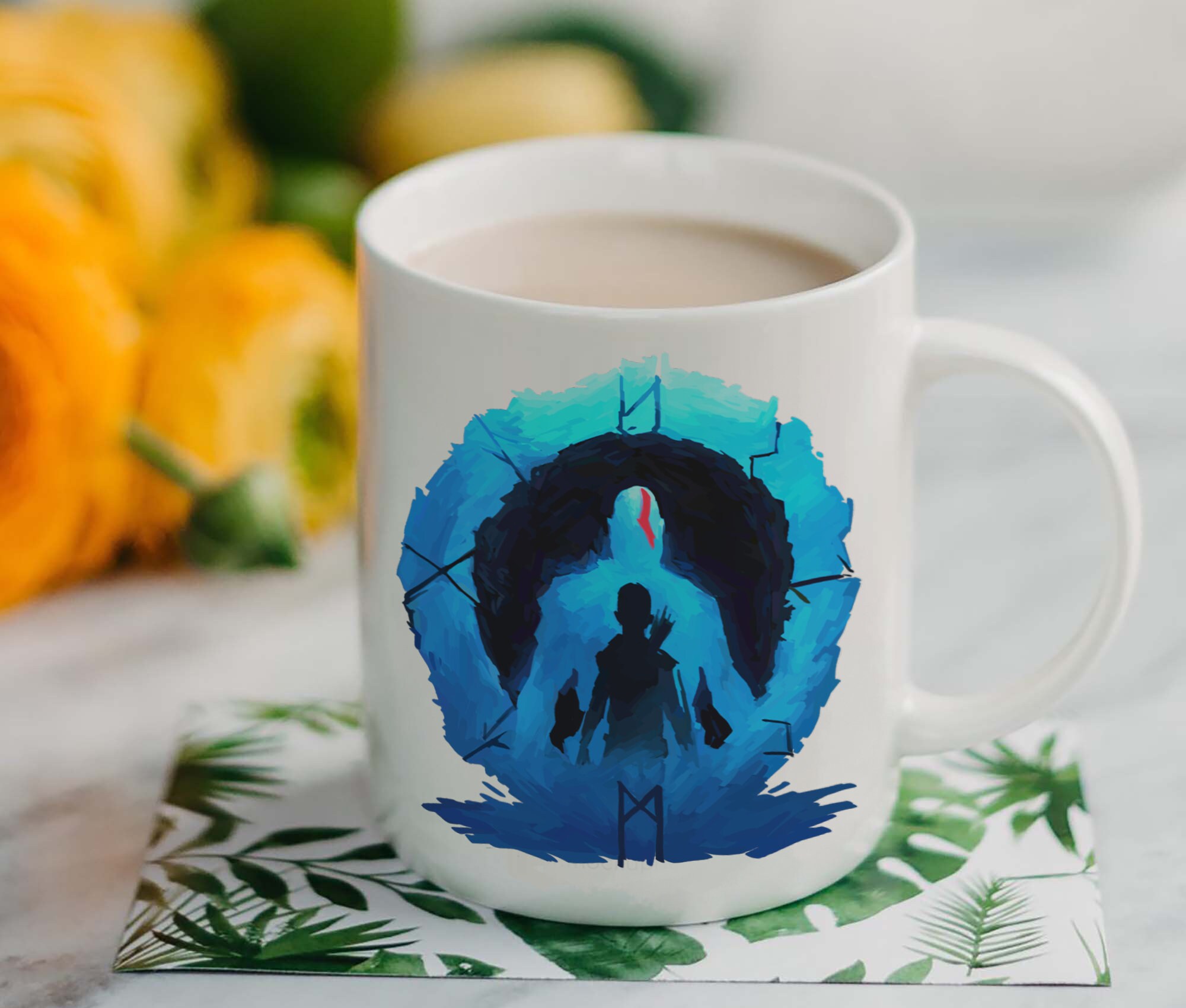 God of War Ragnarok Blue Silhouette Cup
