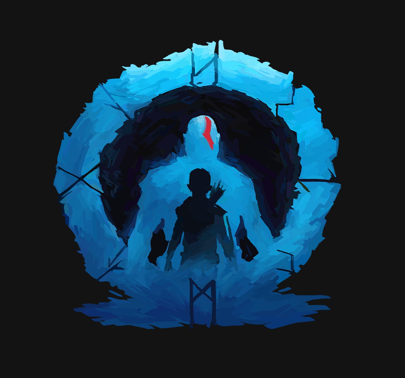 God of War Ragnarok Blue Silhouette Cup