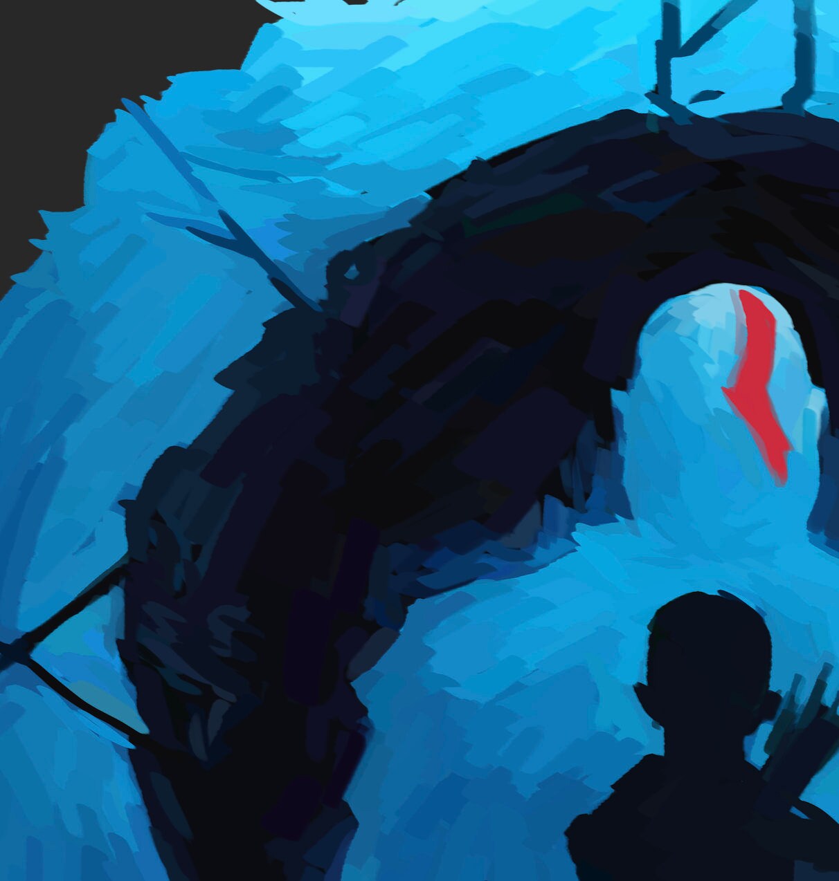 God of War Ragnarok Blue Silhouette Cup