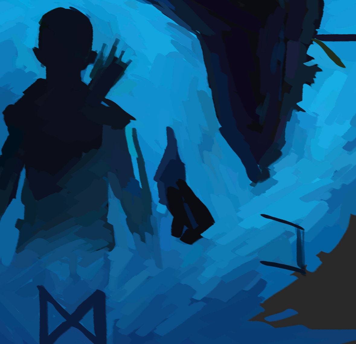 God of War Ragnarok Blue Silhouette Cup