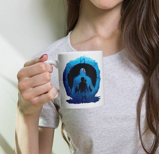 God of War Ragnarok Blue Silhouette Cup