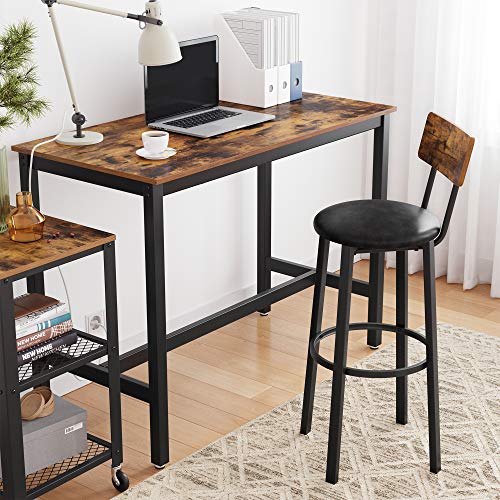 Rustic Brown Bar Stools Set with Backrest