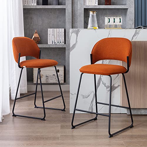 Modern Counter-Height Barstools with Upholstered Caramel Seating