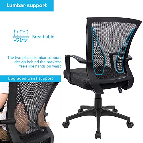 Mid-Back Swivel Desk Chair with Lumbar Support