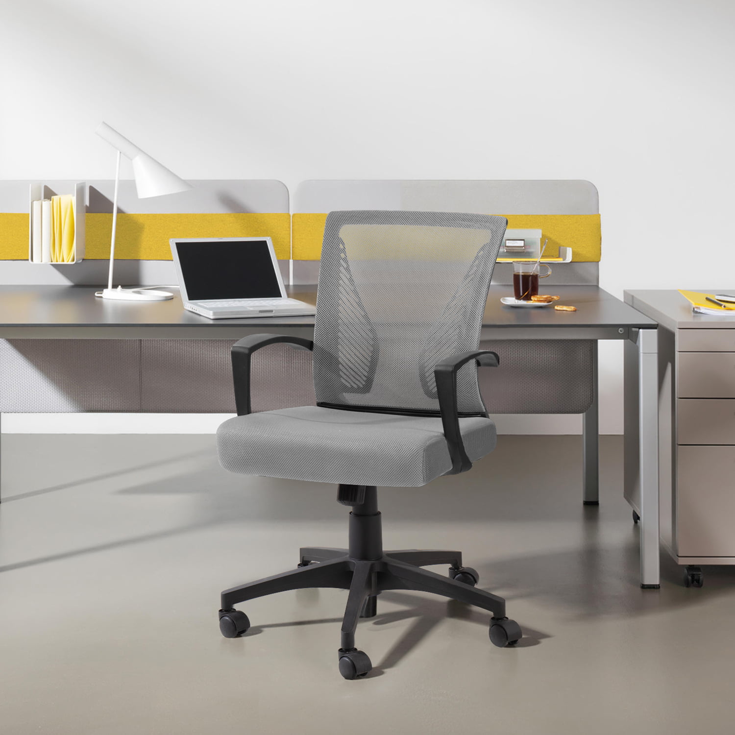 Gray Ergonomic Mesh Office Chair with Armrests