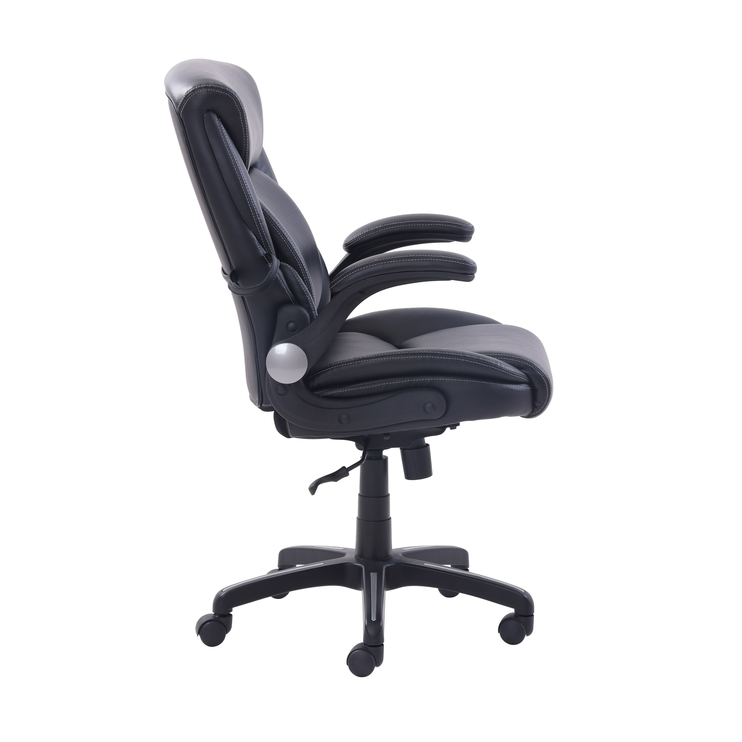 Black Bonded Leather Serta Office Chair with Lumbar Support