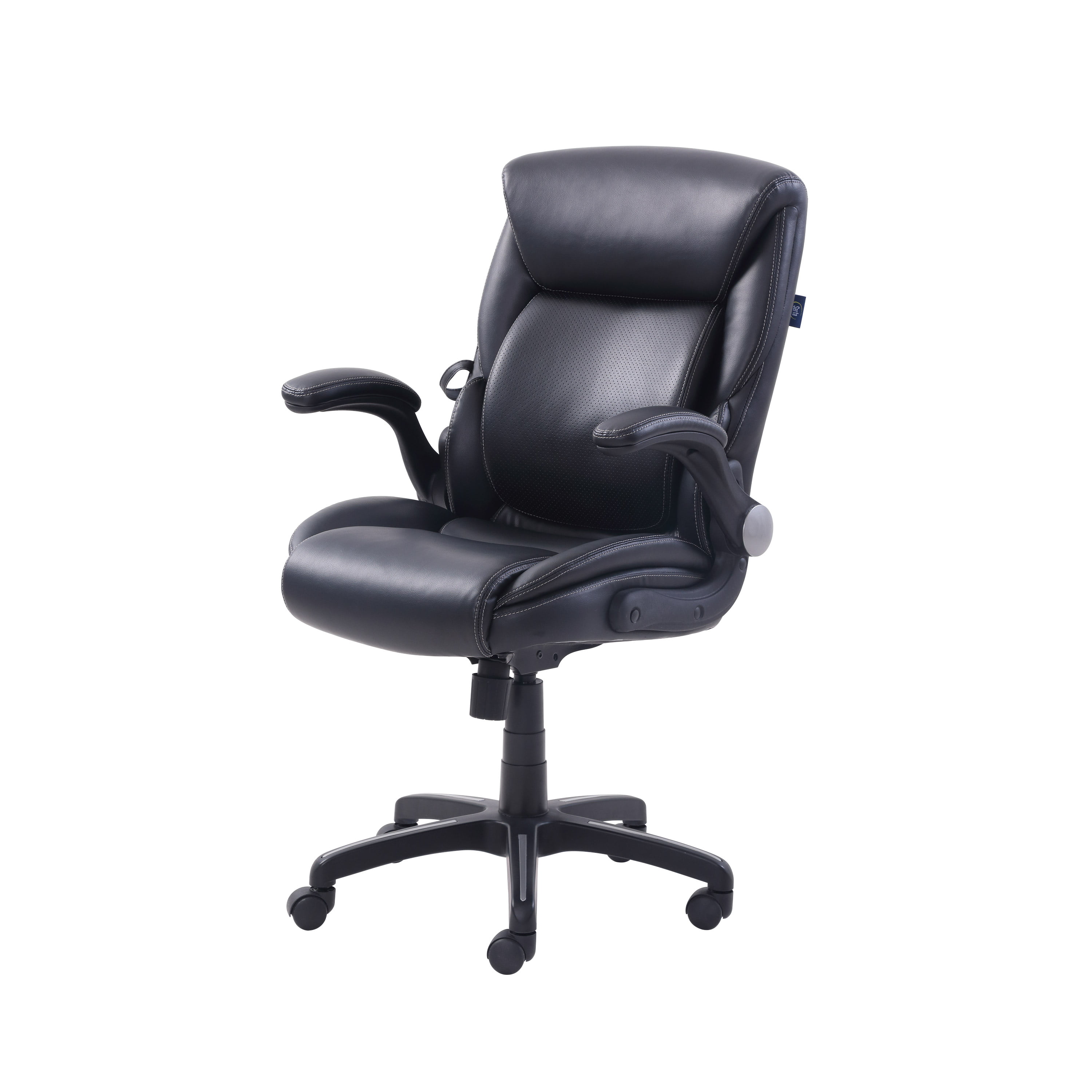 Black Bonded Leather Serta Office Chair with Lumbar Support