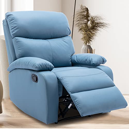 Blue Microfiber Recliner Chair - Compact Size