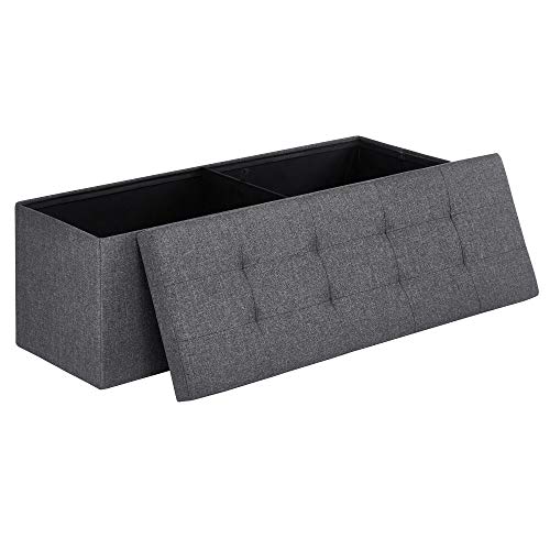 Foldable Storage Ottoman Bench - Dark Gray
