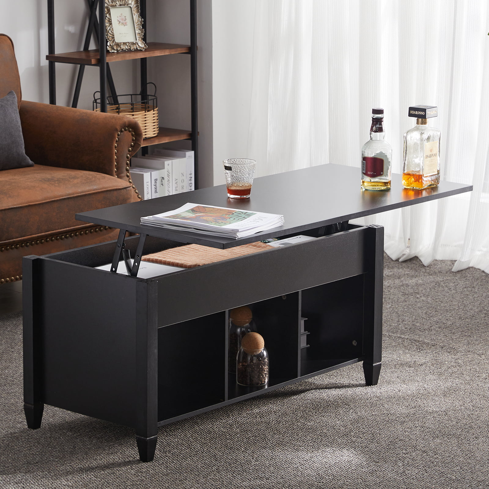 Modern Lift Top Coffee Table with Hidden Compartment