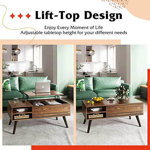Rustic Lift Top Coffee Table with Storage