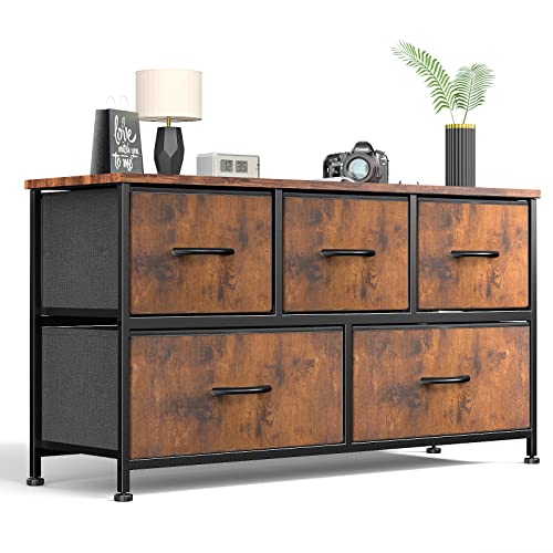 5-Drawer Fabric Dresser with Wood Table Top