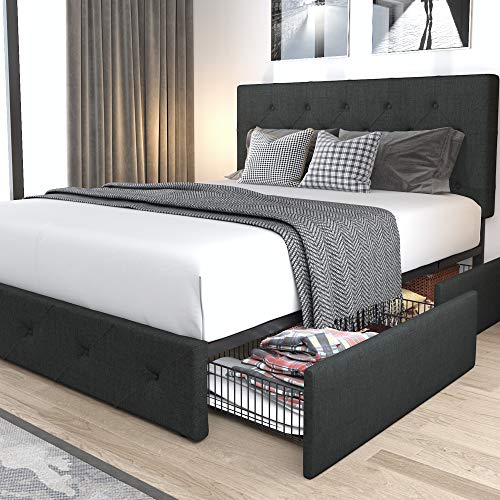 Queen Size Platform Bed with Storage and Headboard