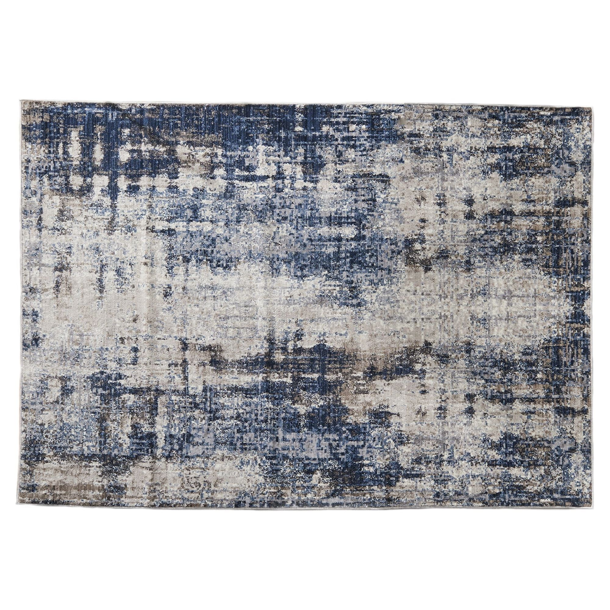 Navy Abstract Accent Rug, 5' x 7