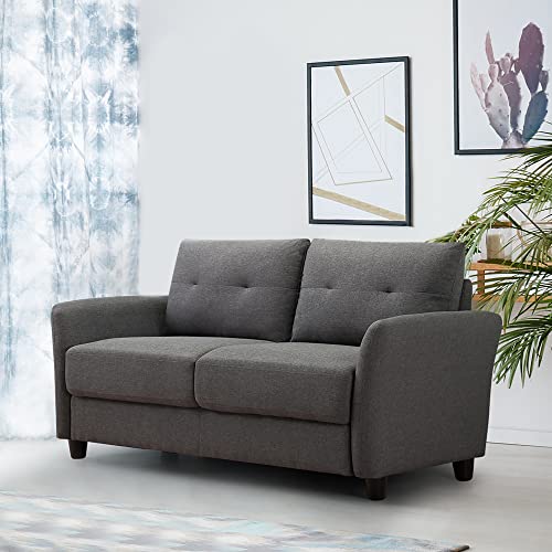 Dark Grey Tufted Loveseat with Easy Assembly
