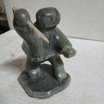 Vintage Inuit Soapstone Ice Fisherman Carving