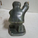 Vintage Inuit Soapstone Ice Fisherman Carving