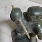 Vintage Inuit Soapstone Ice Fisherman Carving