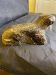 Vintage Eskimo Soapstone Walrus Sculpture with Ivory Tusk
