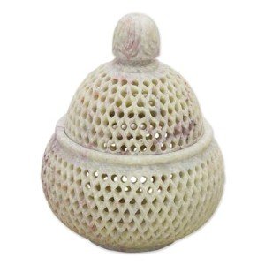Beige Soapstone Jali Decorative Jar 5