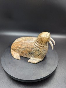 6" Signed Soapstone Walrus Carving by Olaf
