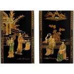 Curved Chinese Lacquer Wall Plaques Set of 4