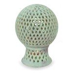 Beige Soapstone Candle Holder with Lattice Design