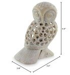 NOVICA Handmade Soapstone Sculpture Artisan Indian Jali Beige Animal Themed Good Fortune Bird [4.9in H x 3.2in W x 2.8in D] 'Mother Owl'