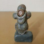 Inuit Soapstone Fisherman & Child Carving
