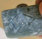Inuit Soapstone Fisherman & Child Carving