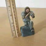 Inuit Soapstone Fisherman & Child Carving