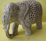 Soapstone Elephant Carving with Baby - 5" Collectible