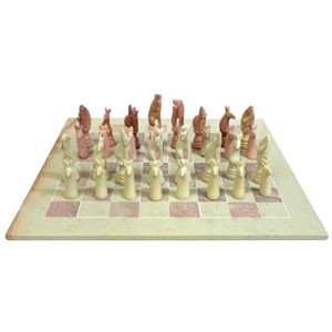 Hand-Carved Soapstone Animal Chess Set from Kenya