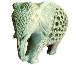 Soapstone Carved Elephant with Baby Inside