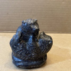 Hand-Carved Soapstone Bear Cubs Sculpture