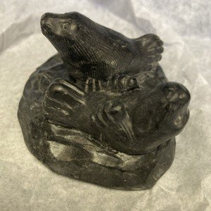 Al Wolf Soapstone Otter and Seal Carvings