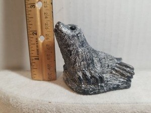 Hand Carved Soapstone Seal Sculpture by Al Wolf