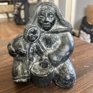 Wolf Mother and Child Soapstone Carving 5.5