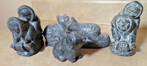 Vintage Canadian Hand-Carved Wolf Sculptures Set