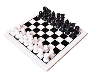 Hand-Carved Soapstone Chess Set with Black and White Pieces