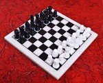Hand-Carved Soapstone Chess Set with Black and White Pieces