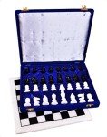 Hand-Carved Soapstone Chess Set with Black and White Pieces