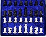 Hand-Carved Soapstone Chess Set with Black and White Pieces
