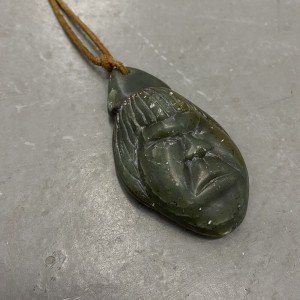 Large Vintage Inuit Soapstone Carving Pendant