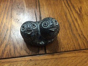 Hand-Carved Soapstone Wolf and Baby Birds Sculpture