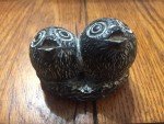 Hand-Carved Soapstone Wolf and Baby Birds Sculpture