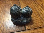 Hand-Carved Soapstone Wolf and Baby Birds Sculpture