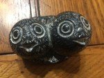 Hand-Carved Soapstone Wolf and Baby Birds Sculpture